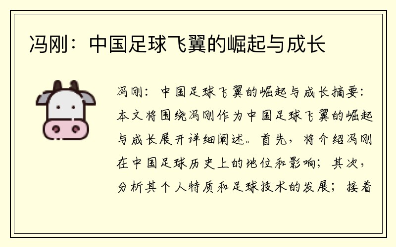 冯刚：中国足球飞翼的崛起与成长